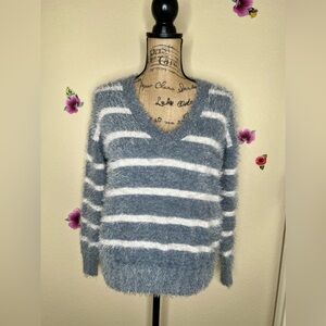 New this Month: Pink Rose Fuzzy Striped Sweater
